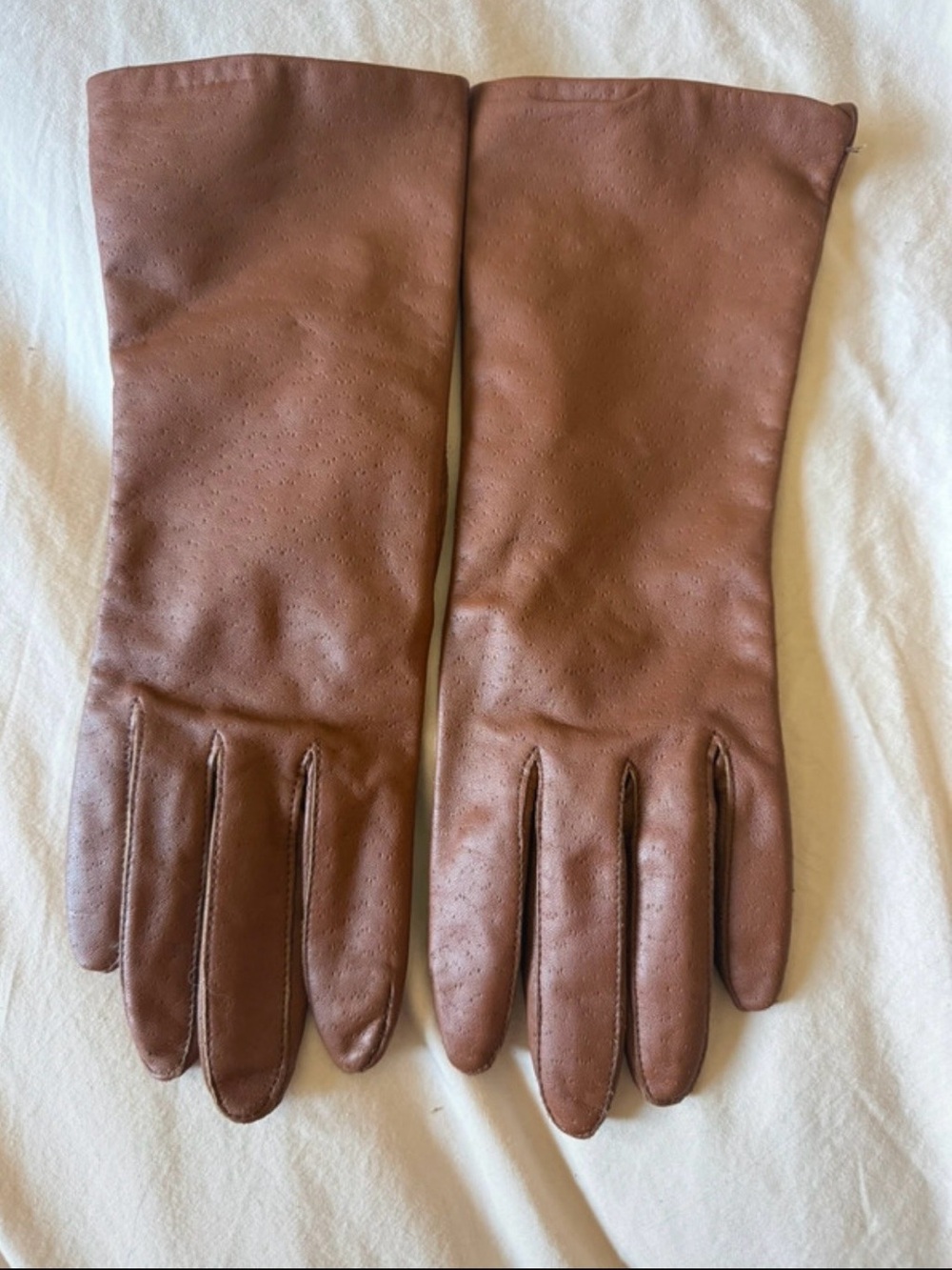 Source Unknown Brown Leather Long Women's Gloves